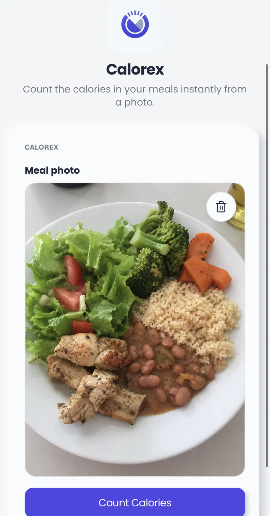 Calorex — Snap your meal and know the calories, no logging.